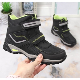 Pantofi negri McKeylor Velcro pentru baieti negru verde 1