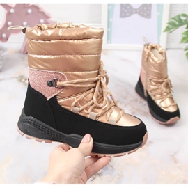 Cizme de zăpadă fete, izolate cu lână de oaie, News aurii negru de aur 1