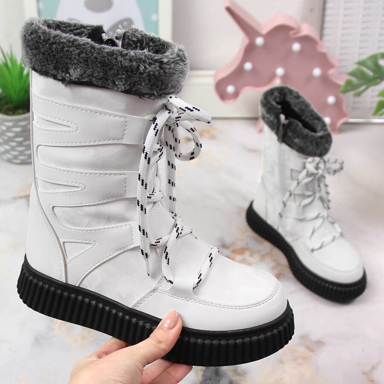 Pantofi fete cu blană albă Potocki 1