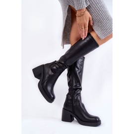 Sergio Leone Cizme Călduțe De Damă Piele Cu Fermoar Slavis Negru 2