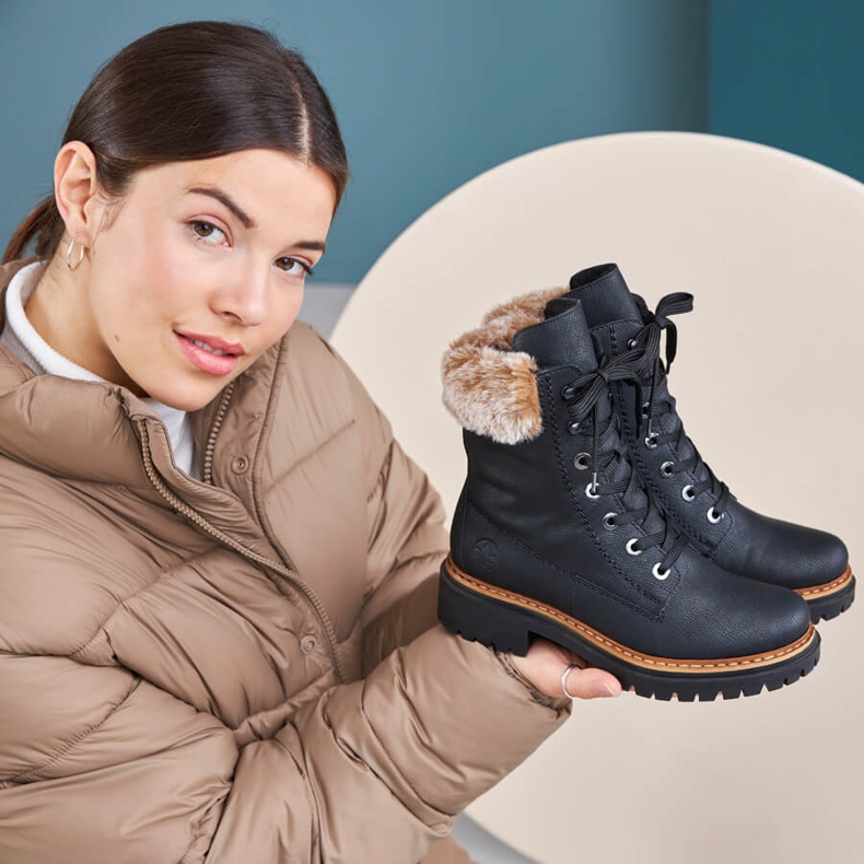 Cizme negre Rieker 72630-00 de dama cu blana negru 1 Cizme negre Rieker 72630-00 de dama cu blana negru 1