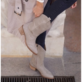 Marco Shoes Cizme bej din piele naturala 2