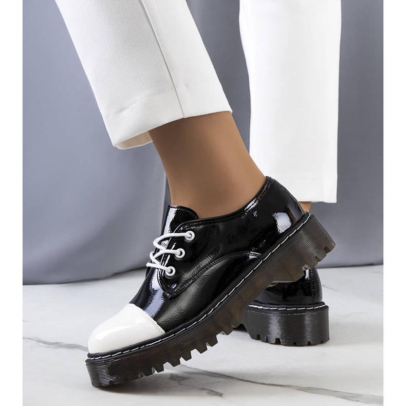 PA1 Pantofi Cardin lacuiti negri alb negru 2