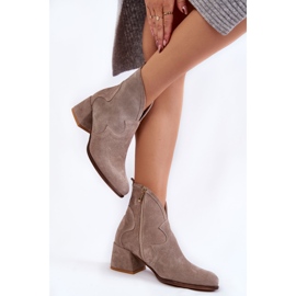 PA2 Cizme din piele intoarsa cu toc inalt Bej Resso 2