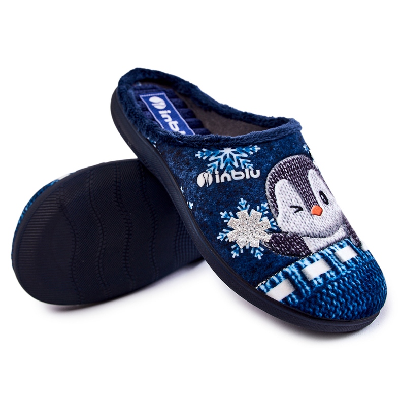Papuci de casa pentru femei Penguins Inblu EC-81-004 Bleumarin albastru 1