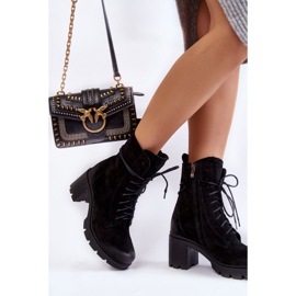 PL5 Cizme de dama din piele intoarsa cu toc inalt Rea neagra negru 2