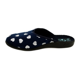 Papuci de damă cu inimioare BIO Adanex 27939 albastru marin argint 1