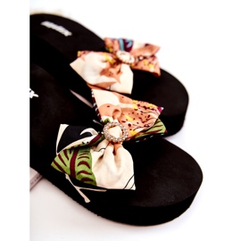 WJ1 Papuci cu pană din spumă Silana bej pentru femei negru multicolor 2