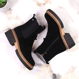 Botine de piele, piele intoarsa pentru femei izolate negru Filippo 3