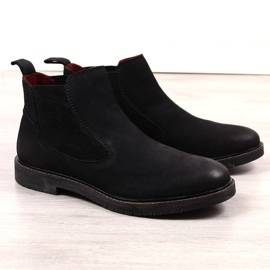 Ghete chelsea slip-on pentru bărbați Bugatti negre KK153097 negru 1