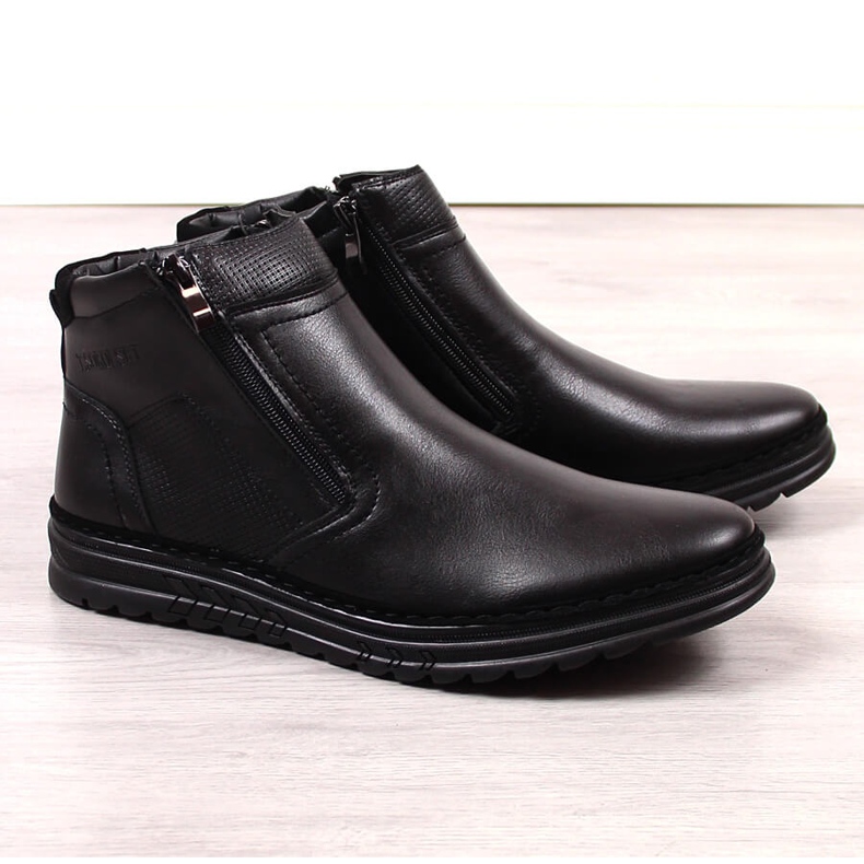Pantofi barbati din piele neagra cu fermoare, T.Sokolski negru 1