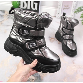 Cizme de zăpadă pentru tineret Potocki din peltru cu velcro argint 1