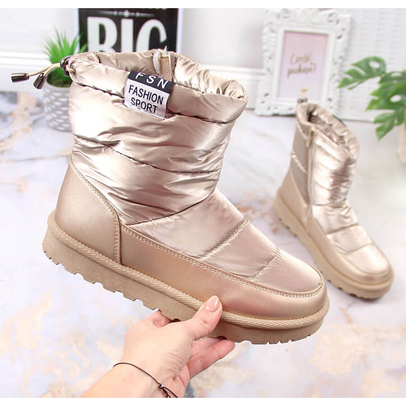 Cizme de zăpadă de damă aurii metalice Potocki de aur 1