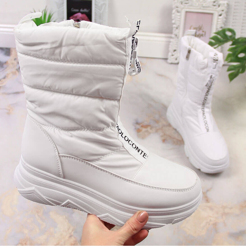 Cizme de zăpadă de damă cu fermoar, Potocki alb 1