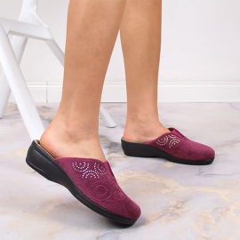 Papuci de dama comozi cu un elastic Inblu pruna multicolor 7
