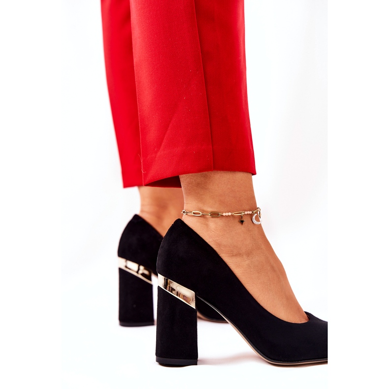 Lewski Femei din piele de piele de căprioară Pumps 3117 Negru 4