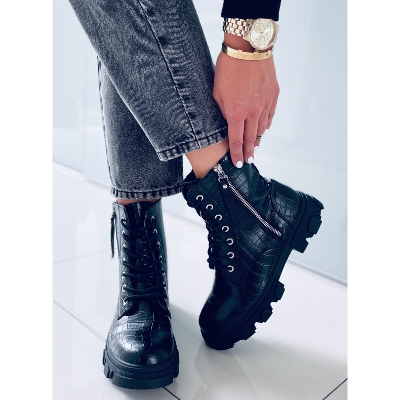 PA1 Cizme Will Black cu șireturi negru 2