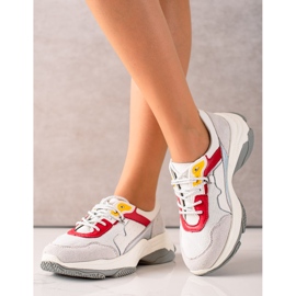 Goodin Adidași confortabili din piele alb gri multicolor 1 Goodin Adidași confortabili din piele alb gri multicolor 1