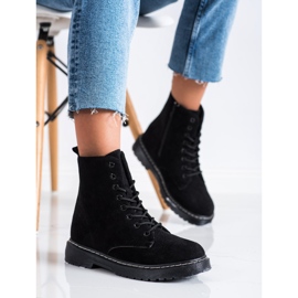 SHELOVET Trappers călduroși din piele de căprioară negru 1