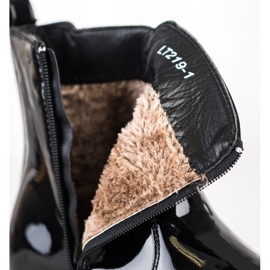 SHELOVET Ghete lăcuite cu blană negru 1