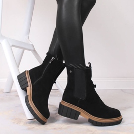 Botine de piele, piele intoarsa pentru femei izolate negru Filippo 5