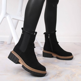 Botine de piele, piele intoarsa pentru femei izolate negru Filippo 6