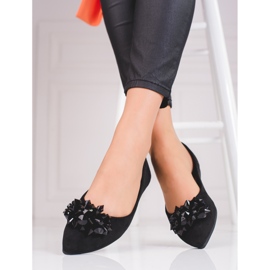 Balerini de dama cu cristale shelovet negru 2