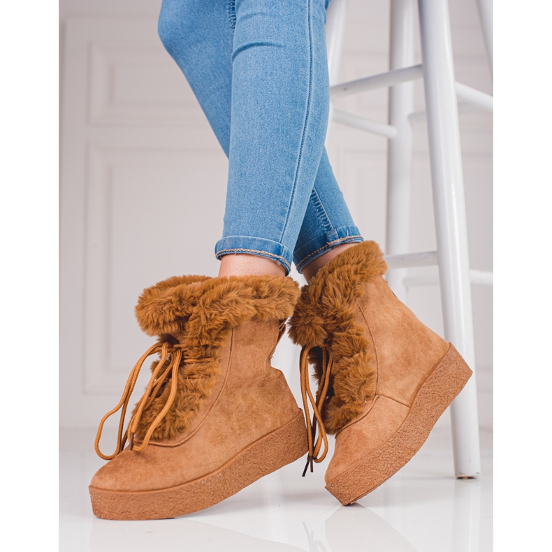 Cizme de zapada dama pe platforma shelovet maro 2