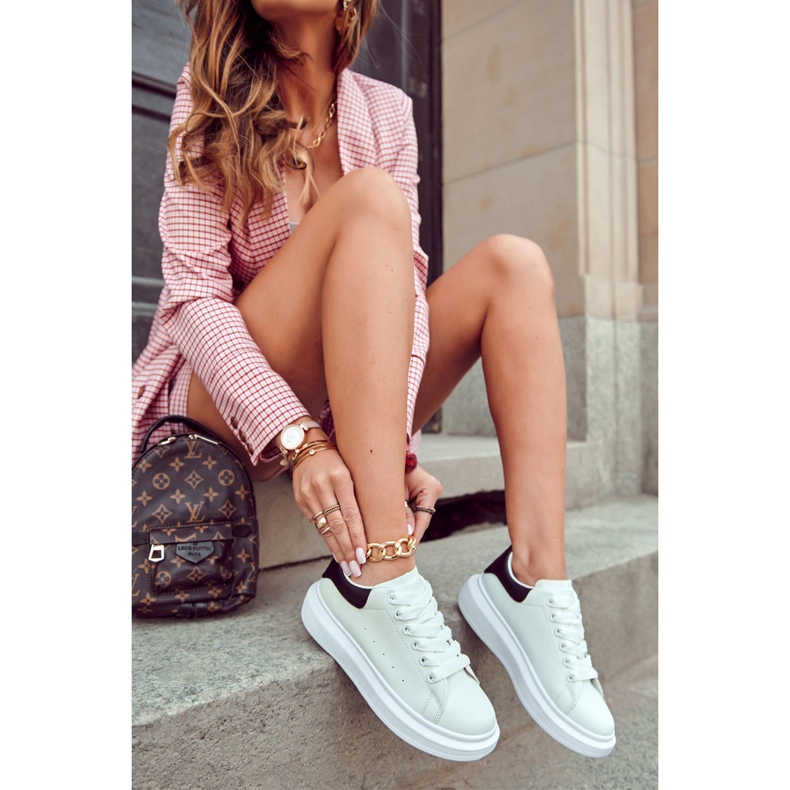 Pantofi sport cu platformă de damă, alb și negru 1 Pantofi sport cu platformă de damă, alb și negru 1