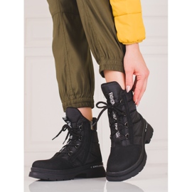 Cizme de zăpadă Shelovet cu șireturi de damă negru 1