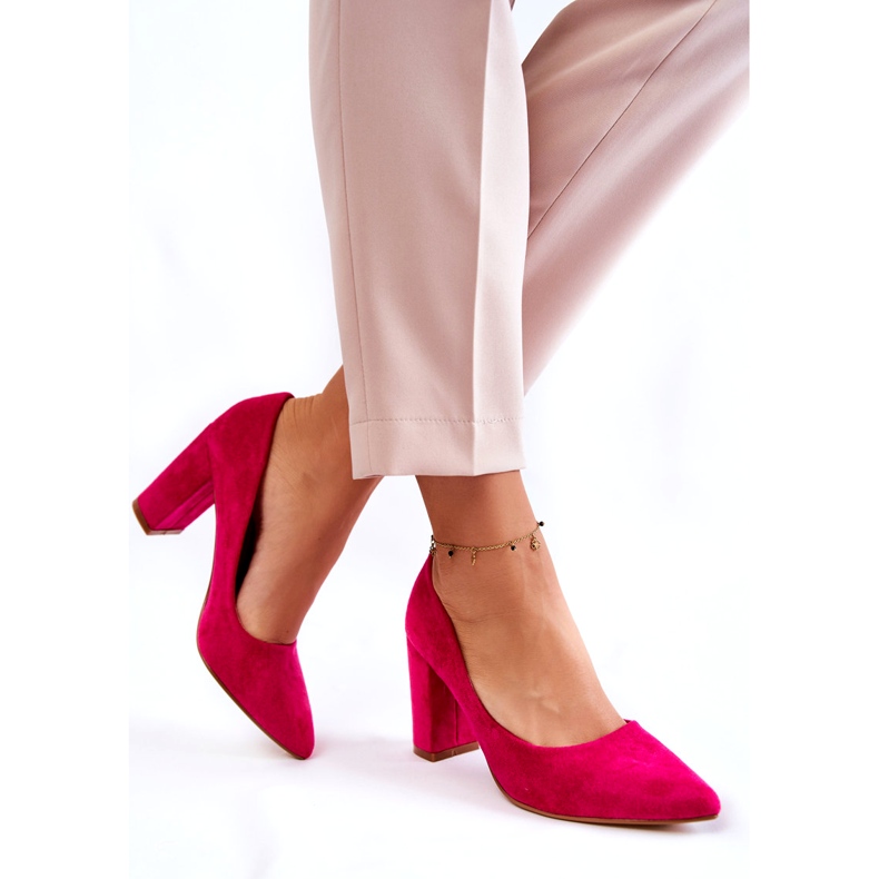 PS1 Pompi clasici din piele intoarsa pe un bar fuchsia Kendra roz 1