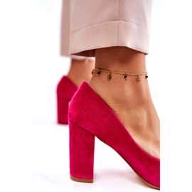 PS1 Pompi clasici din piele intoarsa pe un bar fuchsia Kendra roz 3