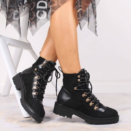 Cizme calde de damă cu șireturi eVento negre negru 2