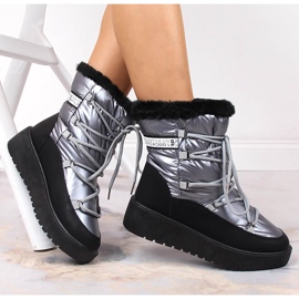 Cizme de iarnă calde cu șireturi argintii Filippo 1