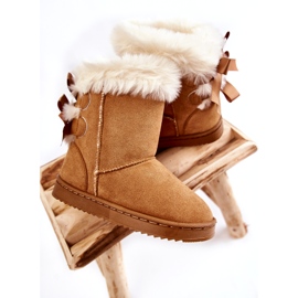 Cizme Izolatoare Copii Cu Fundite, Cizme De Zapada Bej 3