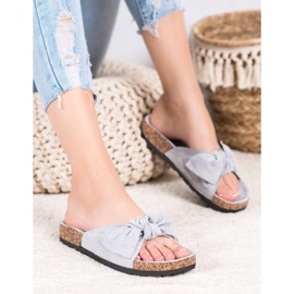 SHELOVET Papuci din piele intoarsa pe platforma gri 2