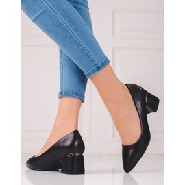 Pompi eleganti de dama cu piele ecologica negru 1