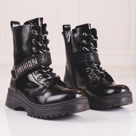 W. Potocki Cizme de fete Potocki cu cristale negru 1