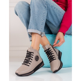 Tenisi dama pe platforma Shelovet din piele naturala bej 1