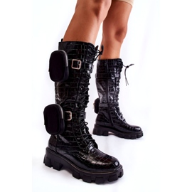 Joia Cizme pentru femei Trappers cu genți de mână Negru cu imprimeu animal militar 1 Joia Cizme pentru femei Trappers cu genți de mână Negru cu imprimeu animal militar 1