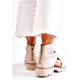 Sandale Damă Piele Cu Fermoar Nicole 2748 Bej 2