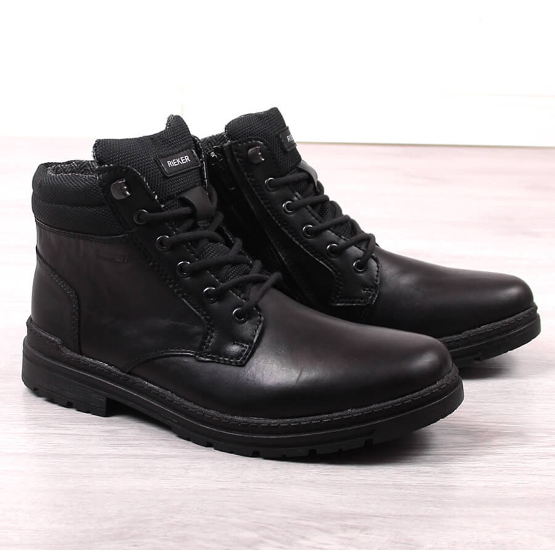 Pantofi din piele pentru bărbați înalți negru Rieker F2641-00 1