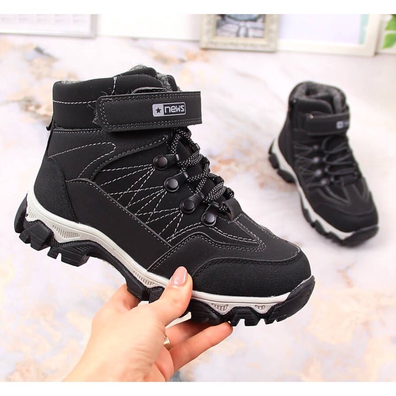 Cizme negre pentru baieti eVento, izolate cu lana de oaie negru 1