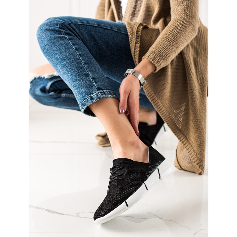 Evento Pantofi Negru De Piele Cu Siret 1