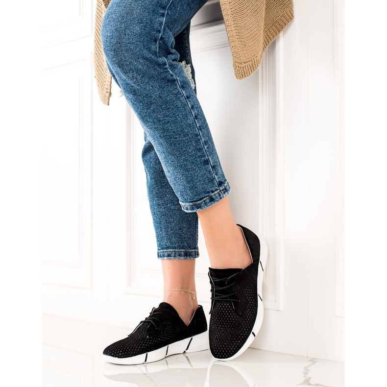 Evento Pantofi Negru De Piele Cu Siret 2