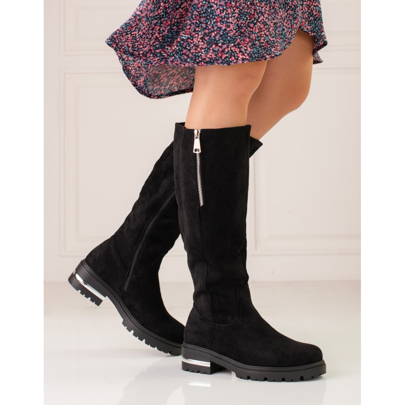 W. Potocki Cizme de damă Potocki din piele intoarsa negru 1