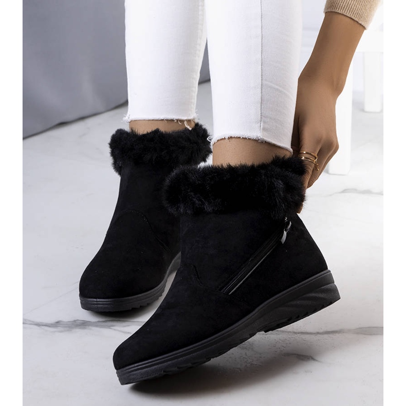 Cizme de zapada negre, izolate, cu blana Crina negru 2