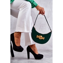 WS1 Pompi clasici din piele intoarsa pe toc Negru Soro 1