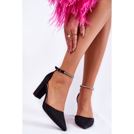 PS1 Pompe strălucitoare Pe Tocuri Înalte Cu Strasuri Negru Castor 1