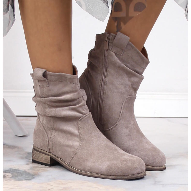 Cizme de dama din piele intoarsa, calduroase, Jezzi bej 2